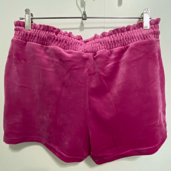Guess Lillian Velour Dragonfruit Shorts Women's Size Medium Pink Pull on Sparkle - Picture 3 of 10